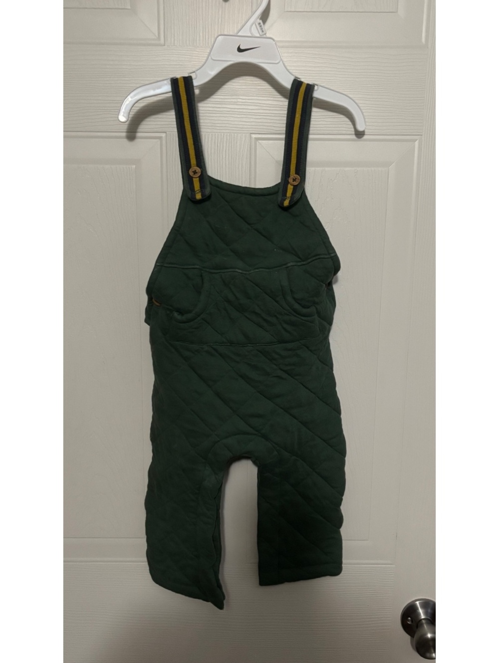 Tommy Bahama Baby/Toddler Quilted Green Overalls with Striped Straps
